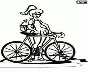 desenho de Bicicleta com seu dono para colorir