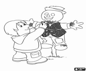 desenho de Bill Thompson e um Espantalho para colorir