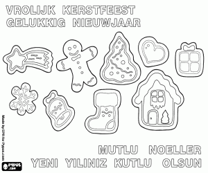 desenho de Biscoitos de Natal em NL e TR para colorir