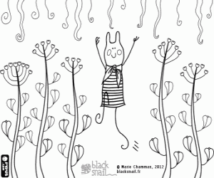 desenho de Blackie e as plantas capsella para colorir