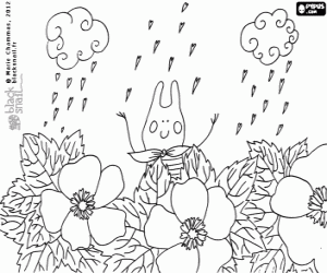 desenho de Blackie e as plantas ranunculos para colorir