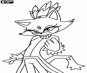 desenho de Blaze do gato, um personagem de Sonic para colorir