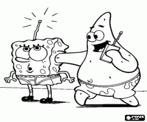 desenho de Bob Esponja e a piada do Patrick para colorir