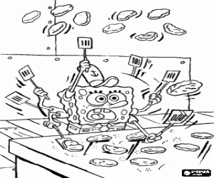 desenho de Bob Esponja e os hambúrguers para colorir