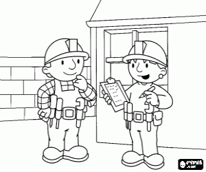 desenho de Bob e Wendy organizarem as obras para colorir