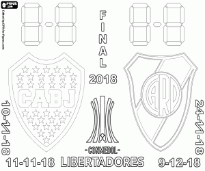 desenho de Boca vs River, Libertadores da América de 2018 para colorir