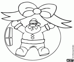 desenho de Bola de Natal com Papai Noel para colorir