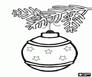 desenho de Bola de Natal decorada com estrelas para colorir