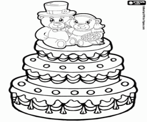 desenho de Bolo para o banquete de casamento para colorir