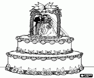 desenho de Um bolo de casamento deslumbrante para colorir