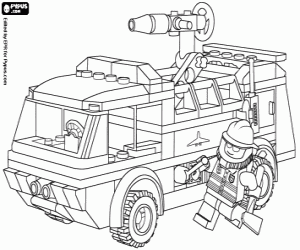 desenho de Bombeiros, um brinquedo Lego para colorir