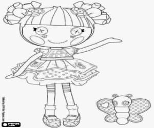 desenho de Boneca Lalaloopsy e uma borboleta para colorir