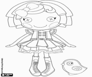 desenho de Uma boneca Lalaloopsy e um pássaro para colorir
