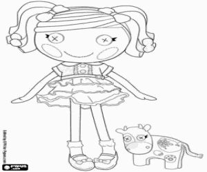 desenho de Uma boneca Lalaloopsy com uma vaca para colorir