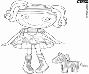 desenho de Uma boneca Lallaloopsy e uma zebra para colorir