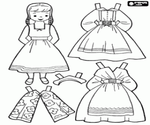 desenho de Boneca e roupa tradicional sueca para colorir