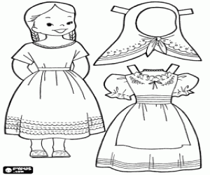 desenho de Uma boneca com vestidos mexicanos para colorir