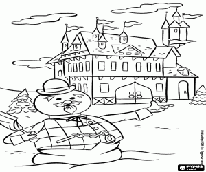 desenho de O boneco de neve e o castelo para colorir