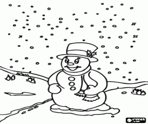 desenho de Boneco de neve em uma nevasca para colorir