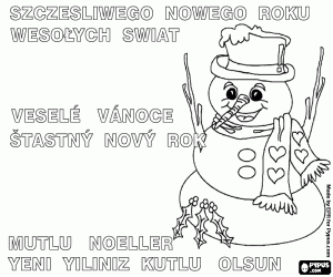 desenho de Boneco de neve no PL, CZ e TR para colorir