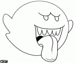 desenho de Um Boo, Super Mario Bros para colorir