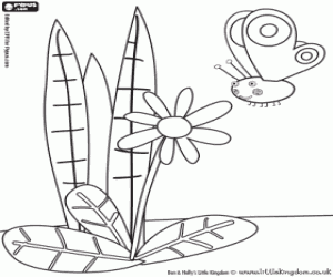 desenho de Borboleta e flores de Ben e Holly para colorir
