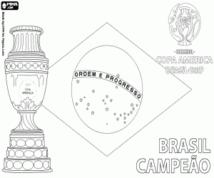 desenho de Brasil, campeão Copa América 2019 para colorir