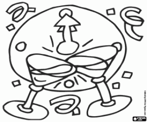 desenho de Um brinde à meia-noite de ano novo para colorir