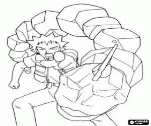 desenho de Brock e Onix o Pokemon para colorir