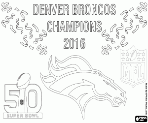 desenho de Broncos, campeões Super Bowl 2016 para colorir