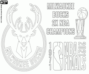desenho de Bucks, Campeões da NBA de 2021 para colorir