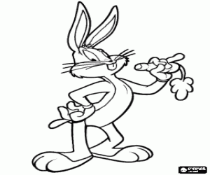 desenho de Bugs Bunny, coelho de Looney Tunes para colorir