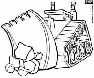 desenho de Um bulldozer com as pedras para colorir
