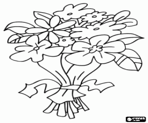 desenho de Buquê de flores, presente para mãe para colorir