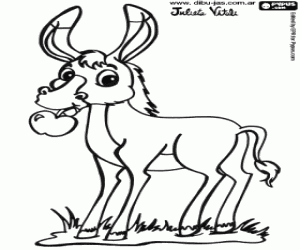 desenho de Um burro come uma maçã para colorir
