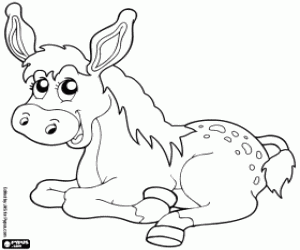 desenho de Burro deitado para colorir