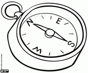 desenho de Uma bússola indica o norte para colorir