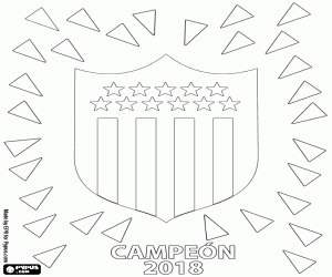 desenho de CA Peñarol, campeão do Clausura 2018 para colorir