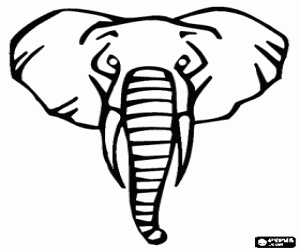 desenho de Cabeça de elefante com presas para colorir