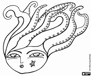 desenho de Cabeça de Medusa com cobras para colorir