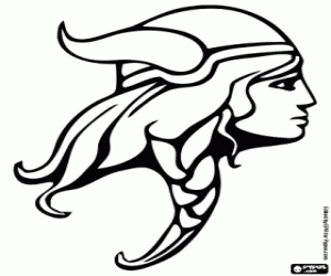 desenho de Cabeça de uma mulher guerreira vikinga para colorir
