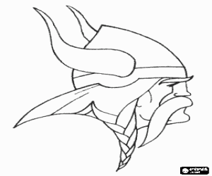 desenho de Cabeça de viking com capacete, perfil para colorir