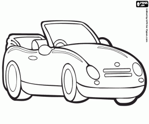 desenho de Um cabriolet por estrada para colorir