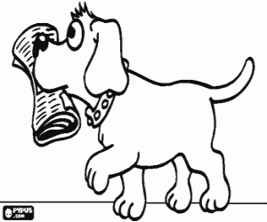 desenho de O cachorro com o jornal para colorir