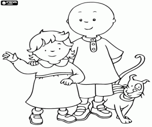 desenho de Caillou, Rosie e Gilbert para colorir