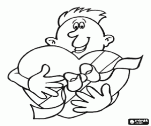 desenho de Uma caixa de coração de mãe para colorir