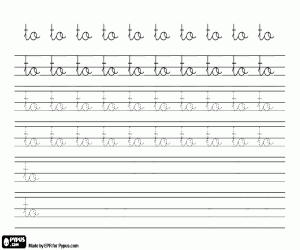 desenho de Caligrafia de TO em minúsculas para colorir