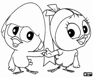 desenho de Calimero e Priscila para colorir