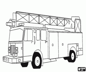 desenho de Um caminhão de bombeiros moderno para colorir