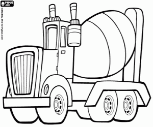 desenho de Um caminhão transporta concreto para colorir